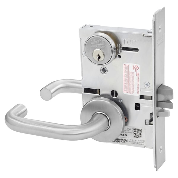 Storeroom or Closet Mortise Lock, LS Lever, A Rose, Satin Stainless Steel